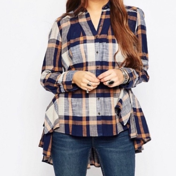 Free People Peppy in Plaid Button Up Blouse, Size XS - Picture 3 of 13